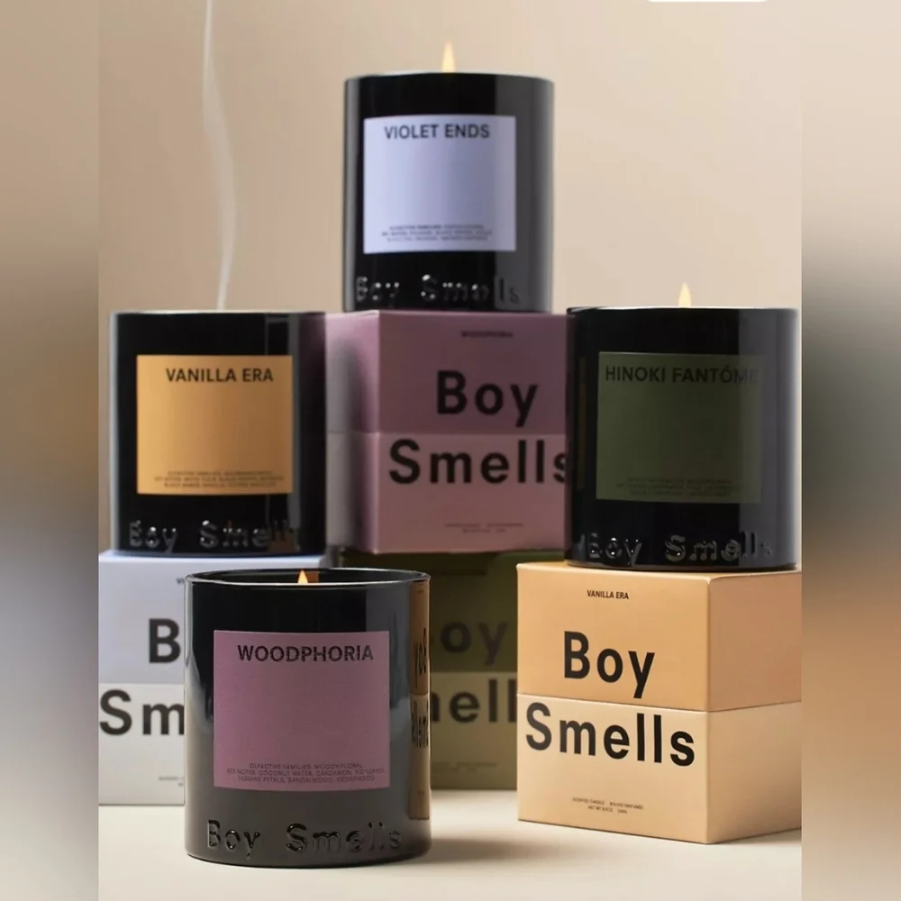 ❤️BUY 2 GET 1 FREE  Boy Smells Violet Ends Boxed Glass Candle, Retail $48.00 USD